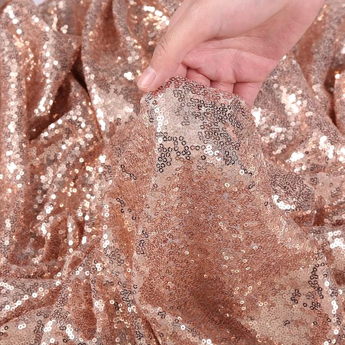 Eternal Beauty Rose Gold Sequin Backdrop Curtains, 2 Panels 2x8FT | 3mm Sparkle - Image 9