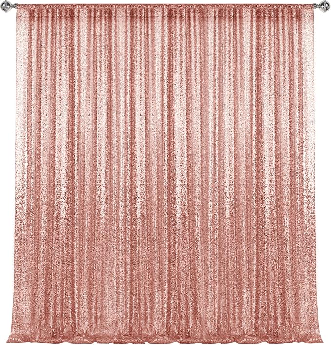 10×10FT Rose Gold Sequin Backdrop Curtain, Photography Backdrop Glitter - Image 7
