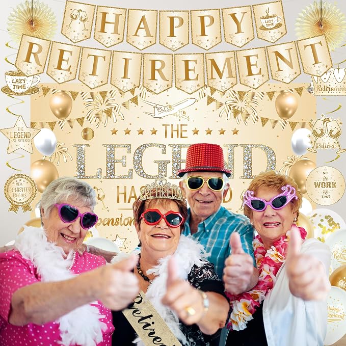 Roetyce Retirement Party Decorations Women, Champagne Gold Happy Retirement | - Image 7