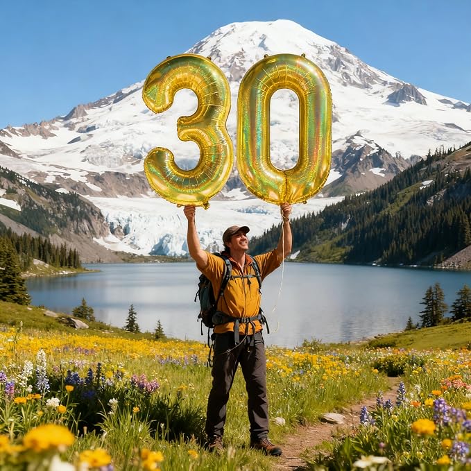 Jonhamwelbor 40 Inch Laser Gold 30 Balloon Numbers Foil Mylar Giant Balloon - Image 6