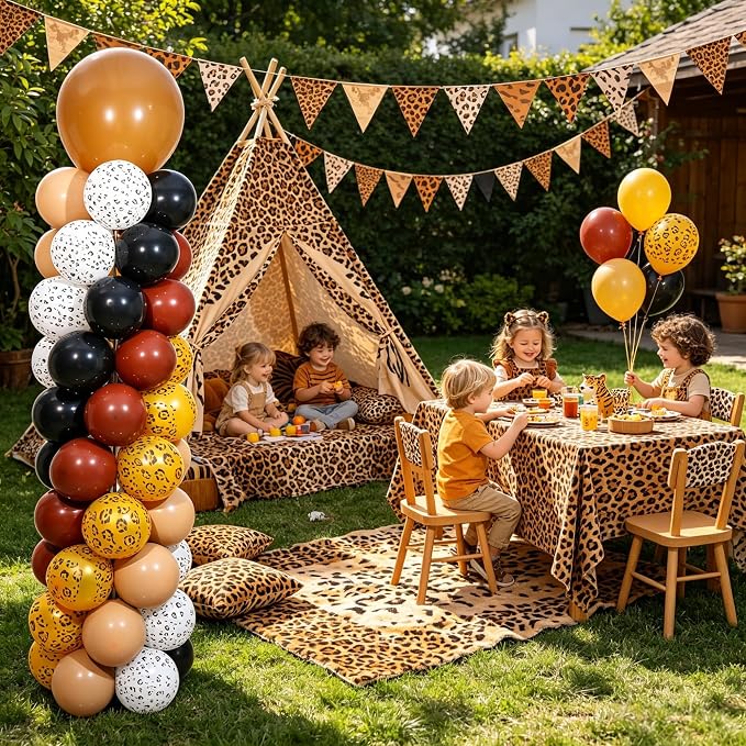 Cheetah Print Balloon Column Stand Kit of 2, Nude Balloon Tower, Jungle Party - Image 7