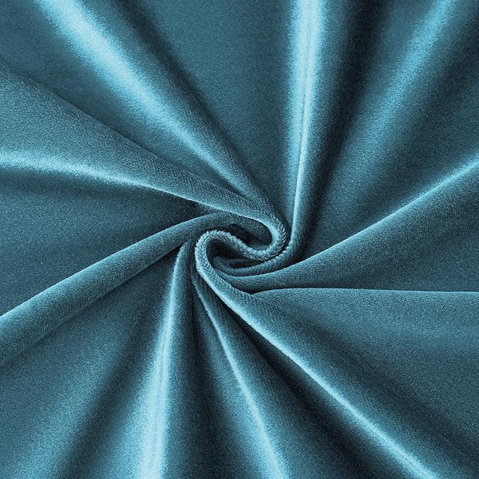 BULBUL Velvet Peacock Blue Blackout Curtains 96 inch Long - Image 8