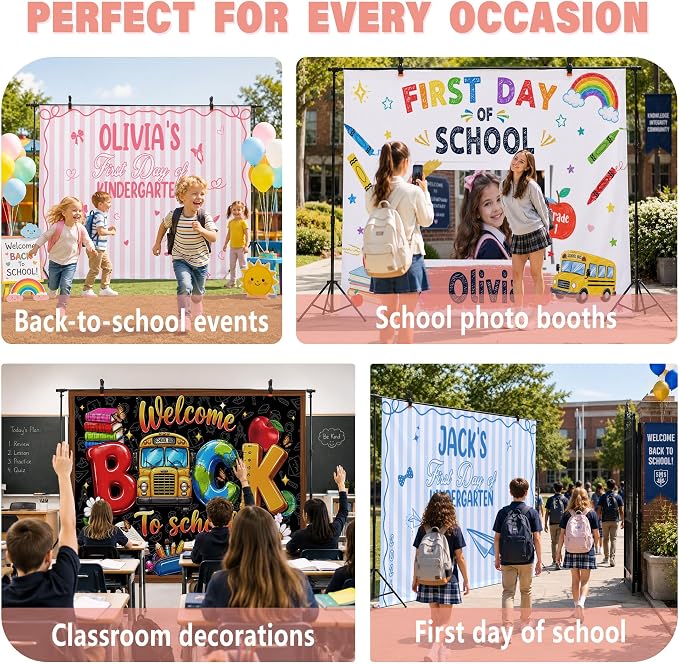 Custom Back to School Backdrop, Personalized First Day of School Photography - Image 7