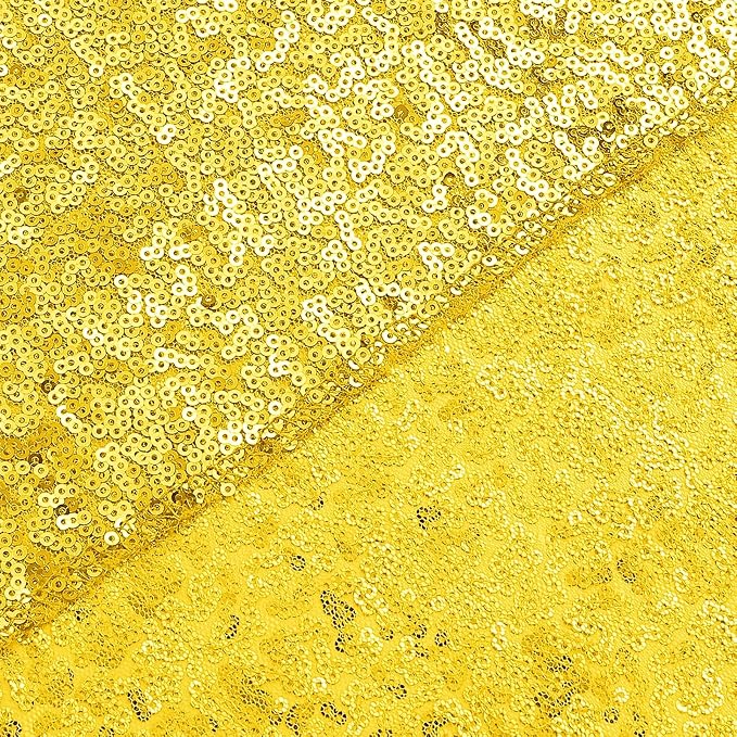 Sugargirl Golden Yellow Sequin Backdrop Curtain 2 Panels 2FTx8FT Glitter Golden - Image 9