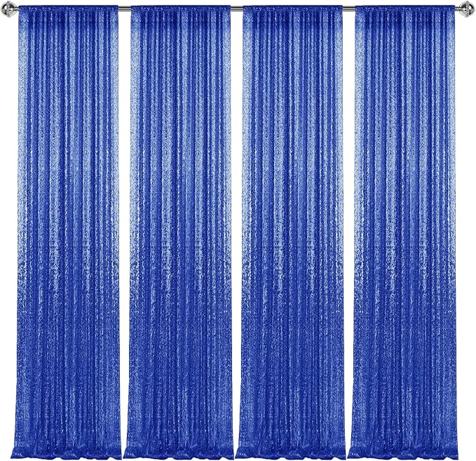 2×8FT-4PCS Royal Blue Sequin Backdrop Curtains Panels, Photography Backdrop - Image 9