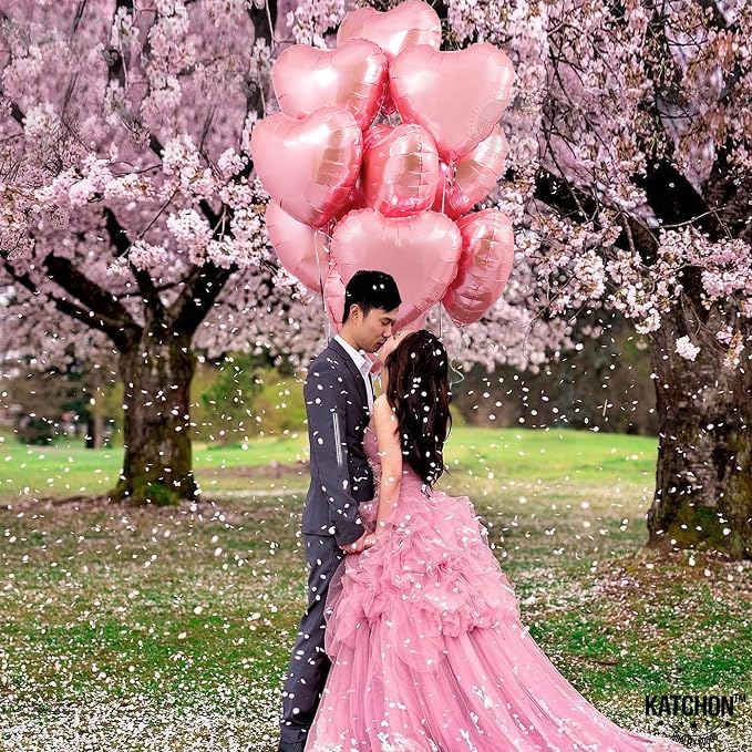 KatchOn Light Pink Heart Balloons Foil 18 Inch, Valentines Day Decorations - Image 9