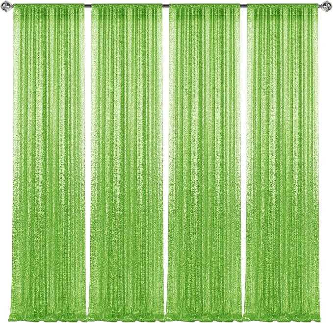 2×8FT-4PCS Apple Green Sequin Backdrop Curtains Panels, Photography Backdrop - Image 7