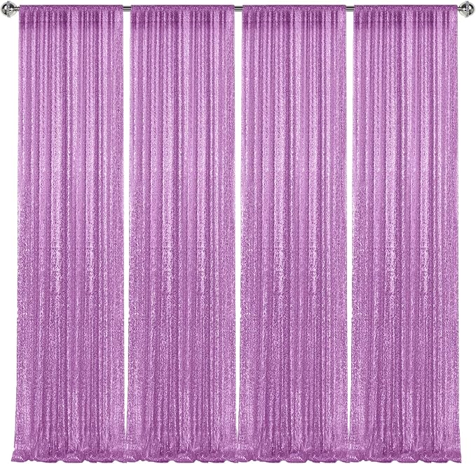 2×8FT-4PCS Lavender Sequin Backdrop Curtains Panels, Photography Backdrop - Image 8