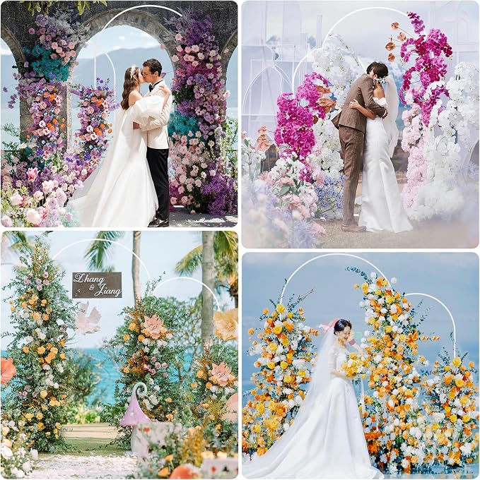 Wedding Arch Backdrop Stand 7.2FT, 6FT White Metal Arch Stand Set | Metal Arch - Image 6