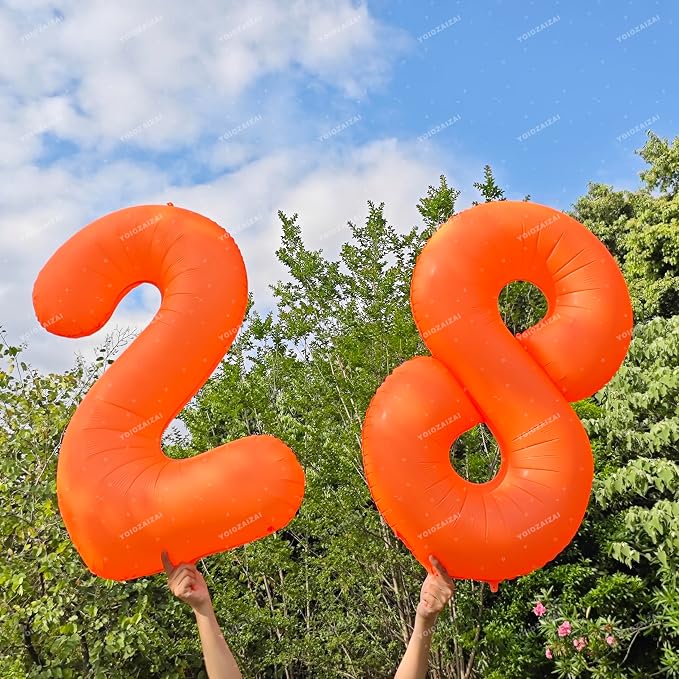 Orange Birthday Number 28 Balloon 40IN Fluorescent Orange 82 Balloon | - Image 6