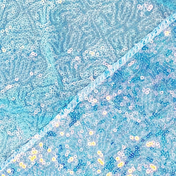 Sugargirl Mermaid Blue Sequin Backdrop Curtain 2 Panels 2FTx8FT Glitter Mermaid - Image 9