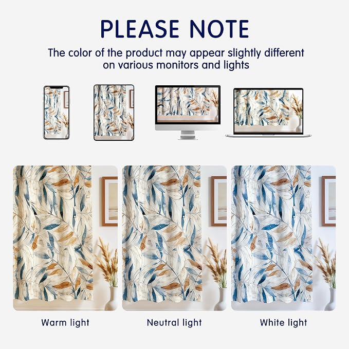 SUBRTEX Light Flitering Curtains 52Wx63L, Room Darkening Vibrant Floral Drapes - Image 7