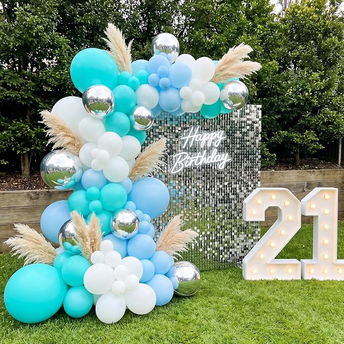 RUBFAC 135pcs Teal Blue Balloons Different Sizes 18 12 10 5 Inch Turquoise Teal - Image 8