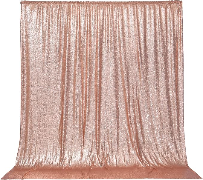PartyDelight Rose Gold Sequin Backdrop 6x8ft Sparkly Photo Curtain | 4 Inch Rod - Image 8