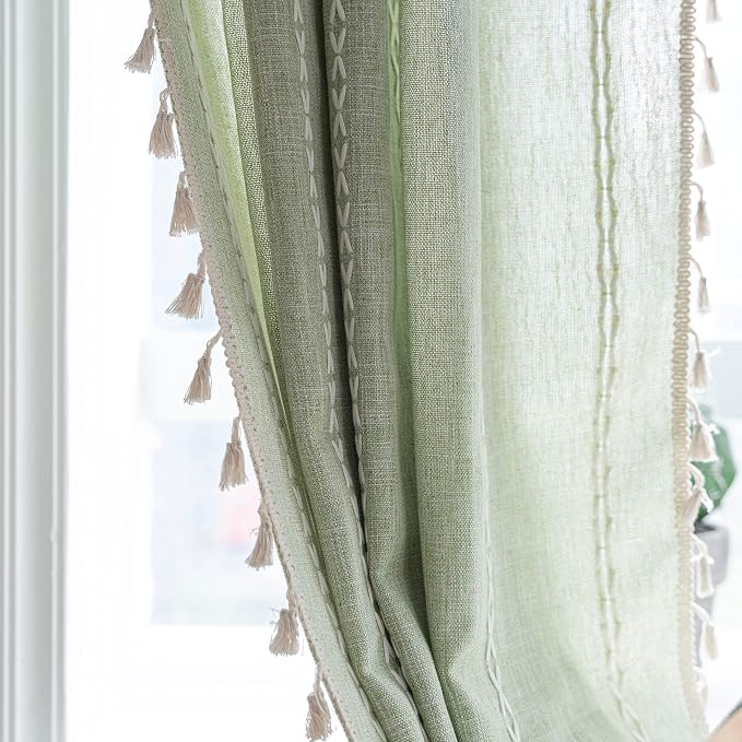 Sutuo Home Sage Green Boho Curtains - Image 7