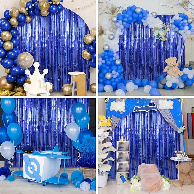 7 Pack 3.3 x 9.9 ft Dark Blue Fringe Backdrop Streamers Party Decorations | - Image 6