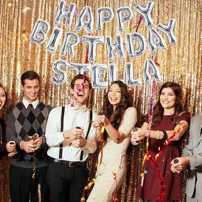 TONIFUL 65 Pcs 16 Inch Silver Happy Birthday Balloons and 2 Sets A-Z Foil - Image 6