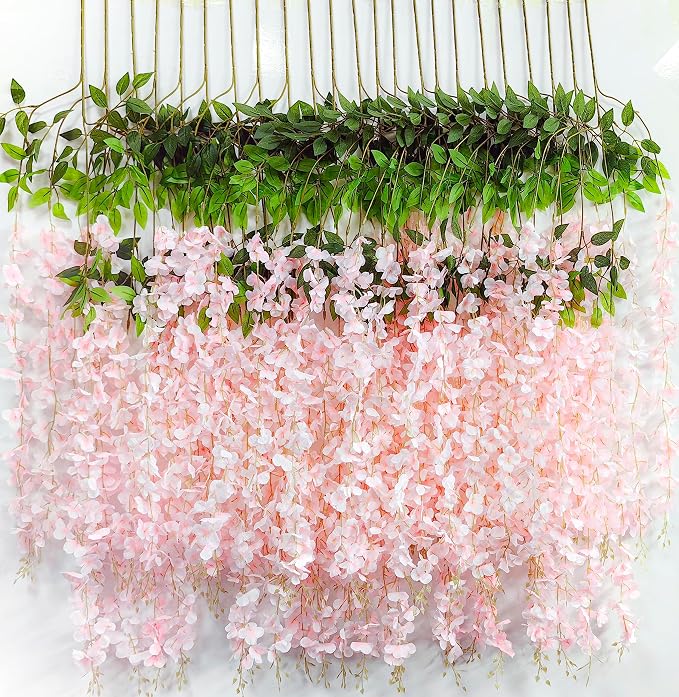 Wisteria Hanging Flowers 24 Pack Artificial Flowers Fake Wisteria Vine Rattan - Image 7