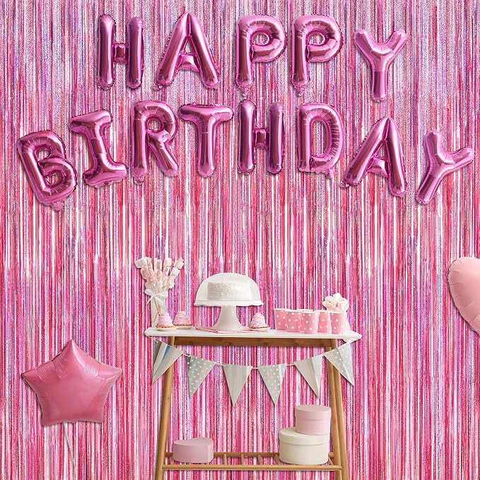 2 Pack Glitter Pink Backdrop, 3.28 FT x 7.05 FT Birthday Party Decorations - Image 7