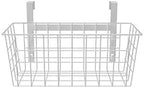 MaraFansie Basket with Hook, Grid Storage Basket, Over the Cabinet Door Organizer, Wire Hanging Basket with Hook Over the Railing, Under Sink Kitchen Cabinet, Pantry, Bathroom, White, 2 Pack