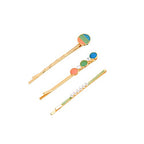 WHITEBRIDGE 6pcs Multicolor Circular Enamel Hair Bobby Pins Simple Metallic Barrettes Fashionable Hair Clips for Women Girls, Pearl Hairpins Crystal Rhinestone Bobby Pins