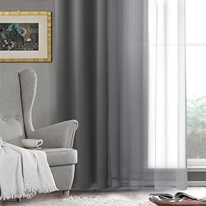 DWCN Grey Ombre Short Sheer Curtains - Image 6