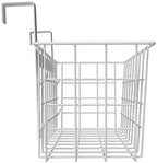 MaraFansie Basket with Hook, Grid Storage Basket, Over the Cabinet Door Organizer, Wire Hanging Basket with Hook Over the Railing, Under Sink Kitchen Cabinet, Pantry, Bathroom, White, 2 Pack