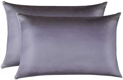 100% Mulberry Silk Pillowcases Set of 2 for Hair and Skin and Super Soft and Breathable King Size Nature Silk Pillowcases (King, Gray)