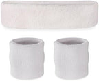 Suddora Sweatbands Set, Moisture Wicking 2 Wristbands and 1 Headband, Breathable Terry Cloth Athletic Bands for Basketball, Tennis, Yoga, Gym, Sweat Bands for Costumes and Cosplay