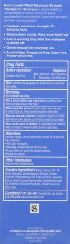 Neutrogena T/Sal Therapeutic Shampoo for Scalp Build-Up Control with Salicylic Acid, Scalp Treatment for Dandruff, Scalp Psoriasis & Seborrheic Dermatitis Relief, 4.5 fl. oz (Pack of 4)