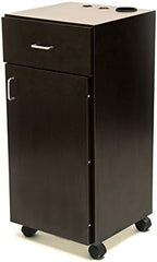 Buy-Rite Mia Portable Styling Station - 16" W x 16" D x 35" H, Extra Large Cabinet w/Adjustable Shelf, Easy-Glide Drawer, Rolling All-Wood Salon Trolley, Ships Fully Assembled, Black, BR-MIA