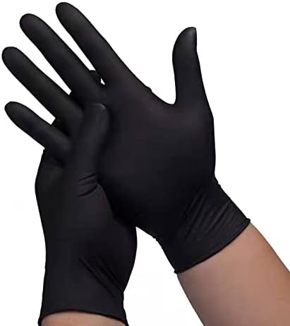 LW Concept Black Nitrile Disposable Gloves - Latex & Powder-Free (Small, Box of 100)