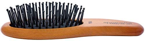 Spornette Carry On Wooden Handle Oval Cushion Mini Hair Brush #30-C Travel Size Brush Fits in Purse or Carry-On Bag for Quick Brush Outs, Detangling, Styling, Smoothing Thick, Normal & Thin Hair