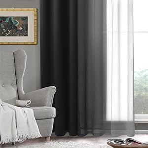 DWCN Black Ombre Faux Linen Sheer Curtains - Image 6