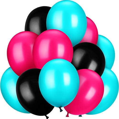 TecUnite 100 Pcs Rose Red Black Blue Latex Balloons 13 Inch Colorful Round - Image 8