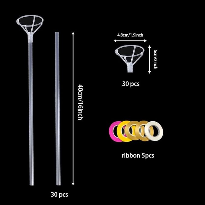 Balloon Sticks with Cups 30 Packs, 16inch Long Clear Bobo Balloon Holder - Image 2