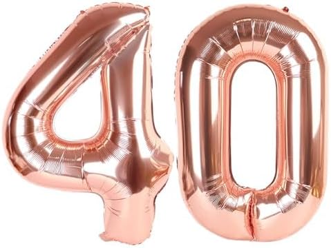 40 Balloons Number for 40th Birthday Decorations Women Men, Rose Gold | 40In by Mluchee