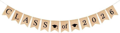 Burlap Class of 2026 Graduation Banner Decorations Congratulations Banners | No by SDKI