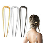 U-shaped Hairpin for women hair accessories- Elegant Metal French hair pin for a firm updo, Easily creating French buns and braids, stable and comfortable all day, 1pc (Gold)