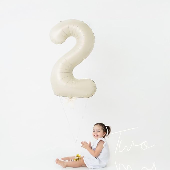 Cream White Number Balloons 40 Inch 1 Balloon - Image 4