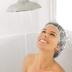 Auban Disposable Shower Cap, 100 PCS Hair Cap Thickening Clear Plastic Waterproof Bath Caps for Hair Treatment, Spa Salon Hotel and Home Use, Portable Travel(17.3)