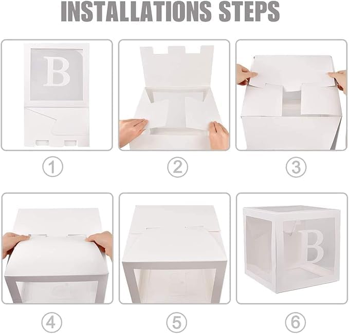 Baby Boxes with Letters – 4 pcs White Transparent Balloon Boxes – Perfect - Image 5