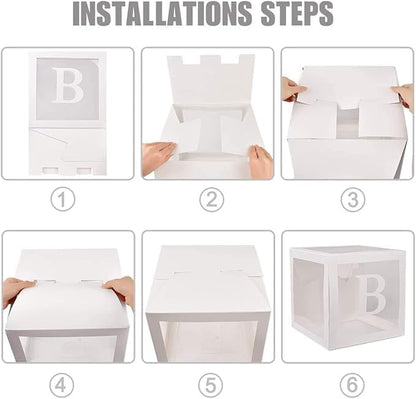 Baby Boxes with Letters – 4 pcs White Transparent Balloon Boxes – Perfect - Image 5