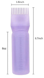 Pimoys Root Comb Applicator Bottle 6 Ounce Oil Applicator for Hair Dye, 3 Pack Hair Oiling Bottle Brush with Graduated Scale (Pink, Purple, White)