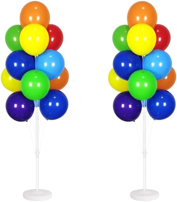 Leesoot 2 Sets 62inch Rainbow Floor Balloon Column Kit Stand by Unknown