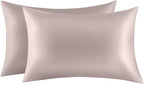 100% Mulberry Silk Pillowcases Set of 2 for Hair and Skin and Super Soft and Breathable Standard Size Nature Silk Pillowcases (Standard, Apricot Gray)