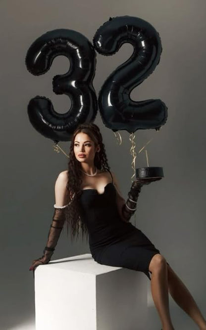 40 Inch Black 3 Large Number Balloon, 3 13 23 30 33 36 38 Black Birthday Party - Image 4