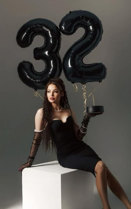 40 Inch Black 23 Large Number Balloon, 23 32 Black Birthday Party Decorations - Image 5