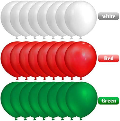 TecUnite 100 Pcs Red Green White Latex Balloons 13 Inch Colorful Round Balloons - Image 8