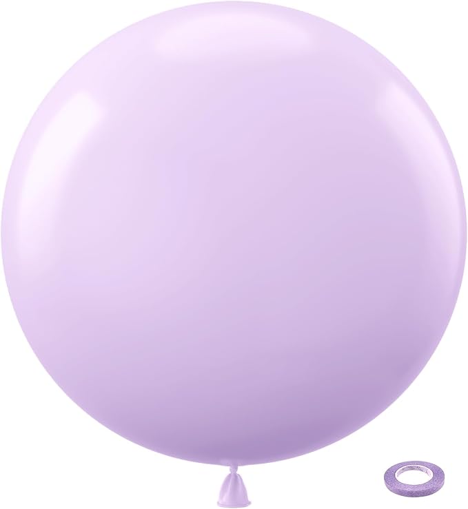 Bezente Pastel Purple Party Latex Round Balloons 36 Inch 8 Pack | Lavender by Bezente